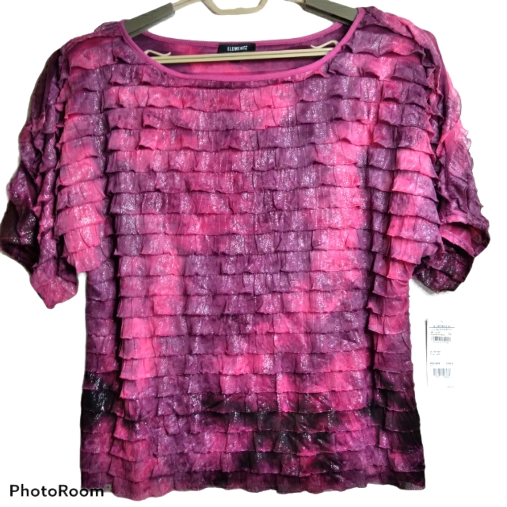 NWT Elements pink & purple ruffled blouse.